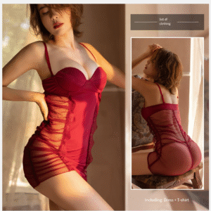 Sexy ice silk slippery nightgown