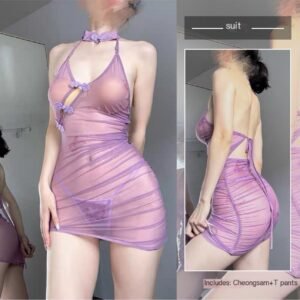 Purple sexy cheongsam nightgown